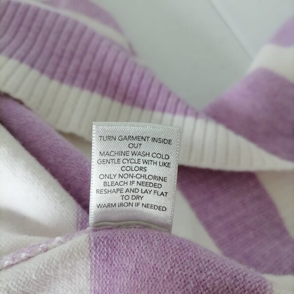 Christopher & Banks Womens Lavender Horizontal Striped Cardigan Sweater Size XL - Picture 7 of 7